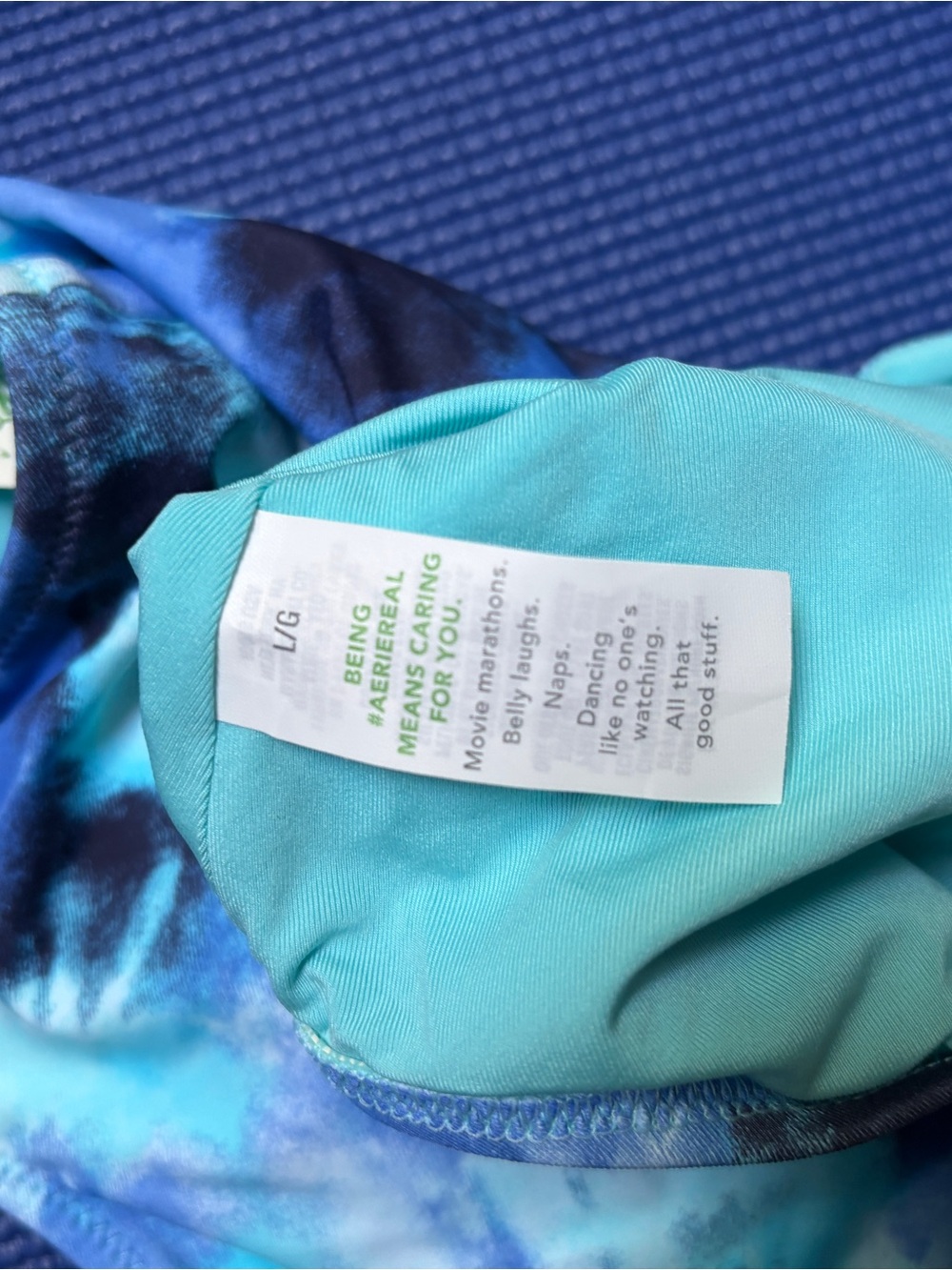 Aerie Real Good One Piece Swimsuit Large Blue Tie Dye Cheekiest Scoop Back UPF50 - Picture 6 of 6